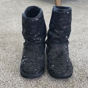 Black sequin boots